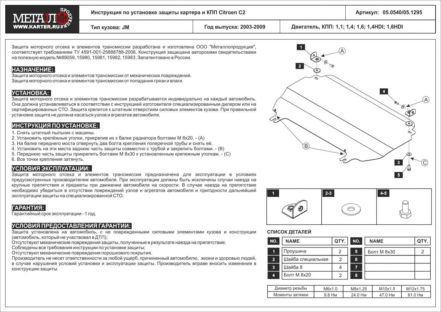 Unterfahrschutz Citroen C2 | 05/2003 - 2009 | Motor & Getriebe | Alu 5 mm