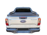 UpStone Ladeflächenabdeckung für FORD RANGER TREMOR mit Extra Cab, ab 2024 bis heute, Aluminium silber, kompatibel mit original Überrollbügel